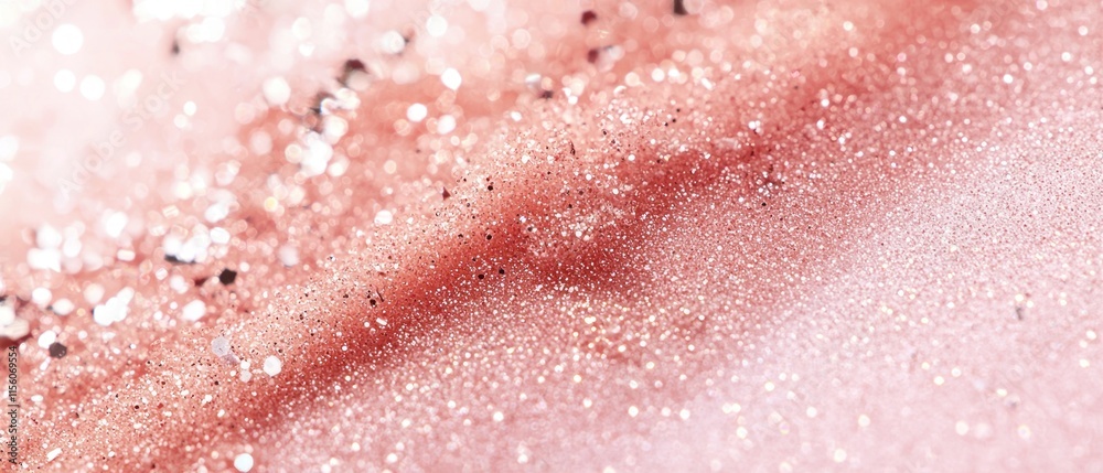 Fototapeta premium Close-up of pink glitter texture with sparkle and shine.