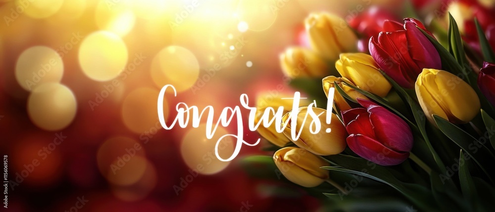Naklejka premium Congratulations Bouquet: Vibrant Tulips Celebrate Success and Achievement