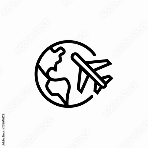 world wide flight plane icon sign vector