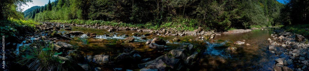 panorama with the river in the mountains on an autumn day panorama with the river in the mountains on an autumn day