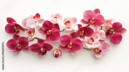 Vibrant Pink Orchid Arrangement on a White Background Floral Design