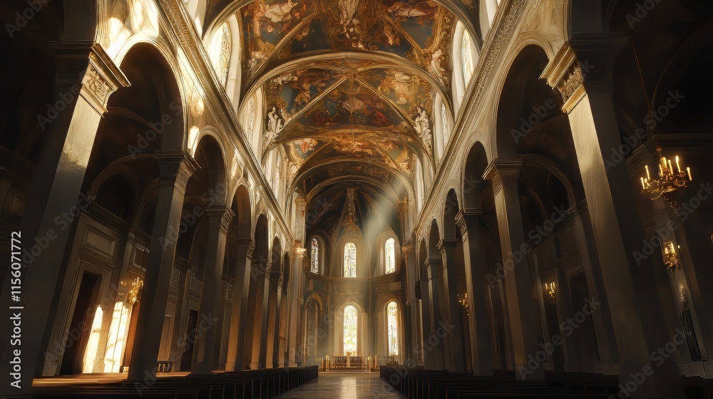 Fototapeta premium Sunbeams in a grand cathedral