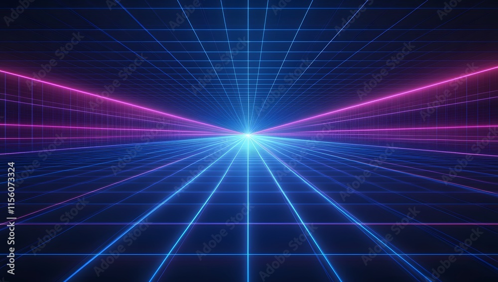Neon Grid Lines Retro Futuristic Digital Space Background Neon Grid Lines Retro Futuristic Digital Space Background