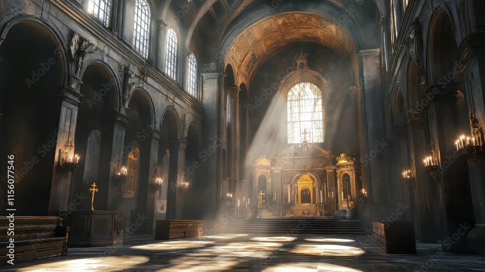 Obraz premium Sunbeams in a grand cathedral