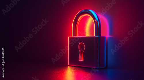 A vector padlock icon with a glowing at its center, set against a monochromatic gradient.