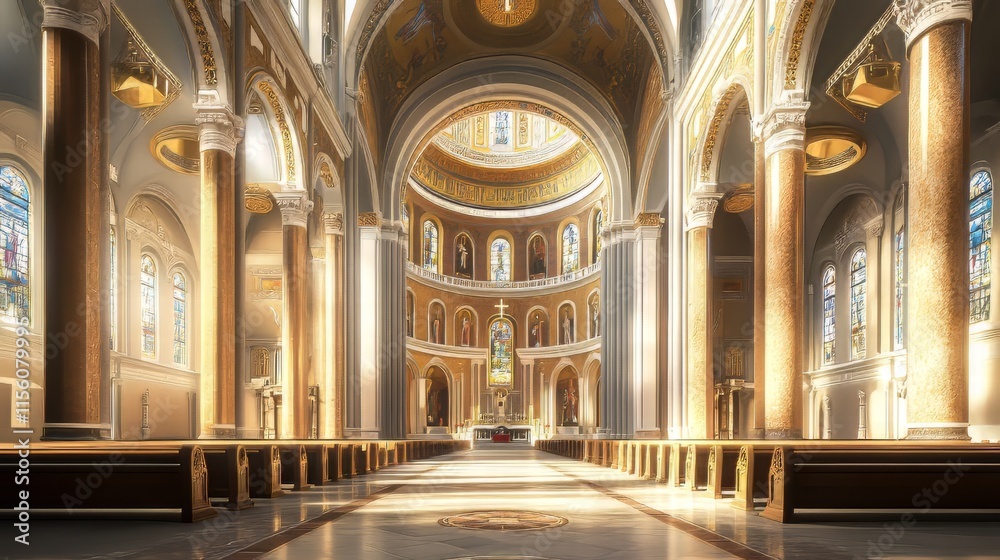 Fototapeta premium Sunlit grandeur of a cathedral