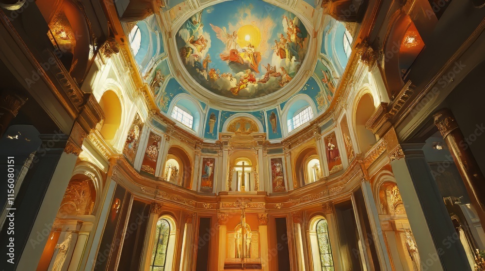 Obraz premium Ornate church interior, celestial dome