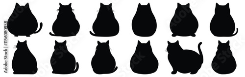 Fat cat silhouette set vector design big pack of fat illustration and icon
