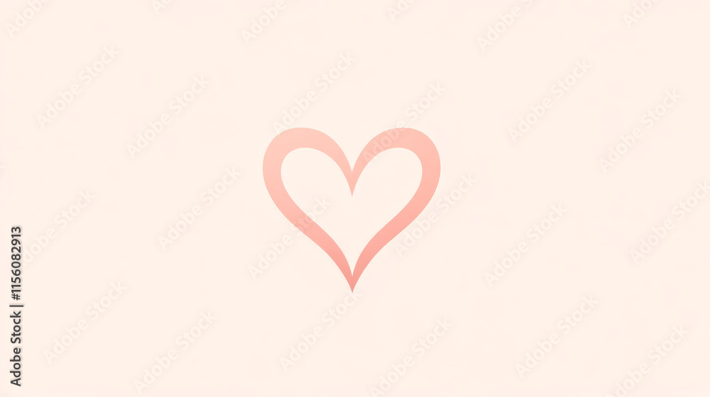 Minimalist pink heart representing love and affection on white background Minimalist pink heart representing love and affection on white background