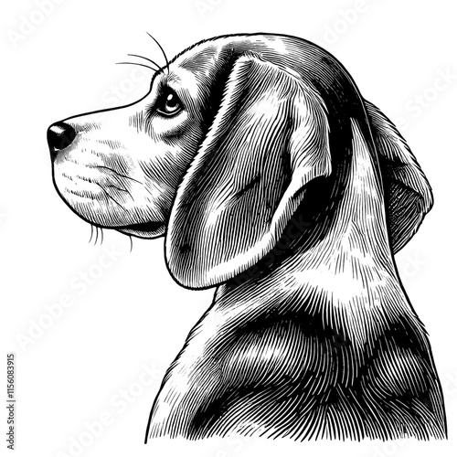 Hand drawn cute Beagle portrait, vector sketch isolated on white background, SVG vector