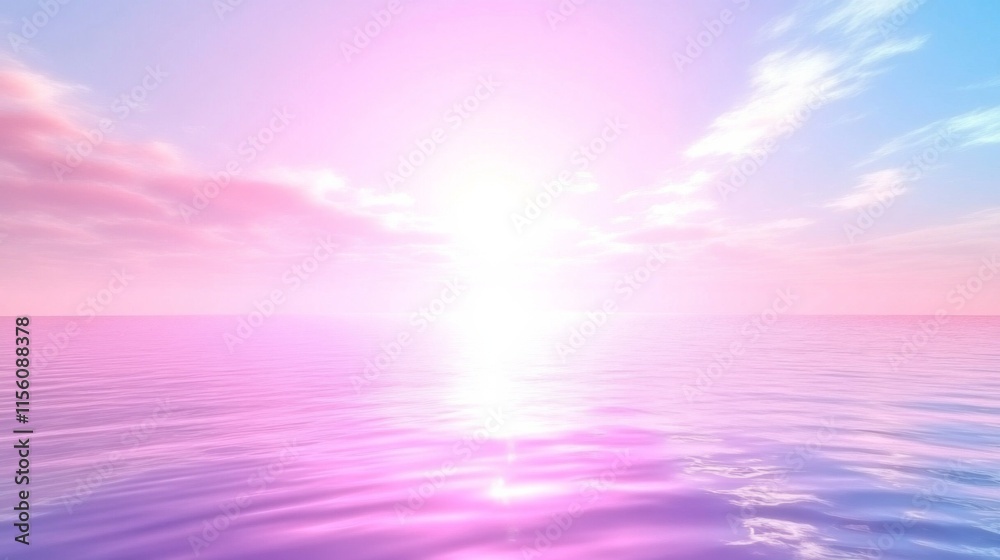 Obraz premium Serene Sunset Over Calm Water with Soft Pastel Colors Creating a Dreamlike Atmosphere of Peace and Tranquility at Dusk in a Beautiful Natural Landscape