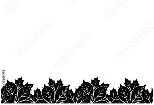 seamless leaves border isolated on white background