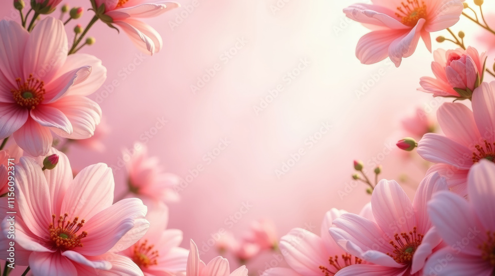 Romantic floral border with open space for text, designed for Valentine’s Day greetings. The soft pastel tones of the flowers add a touch of charm, creating a warm and inviting composition. Romantic floral border with open space for text, designed for Valentine’s Day greetings. The soft pastel tones of the flowers add a touch of charm, creating a warm and inviting composition.