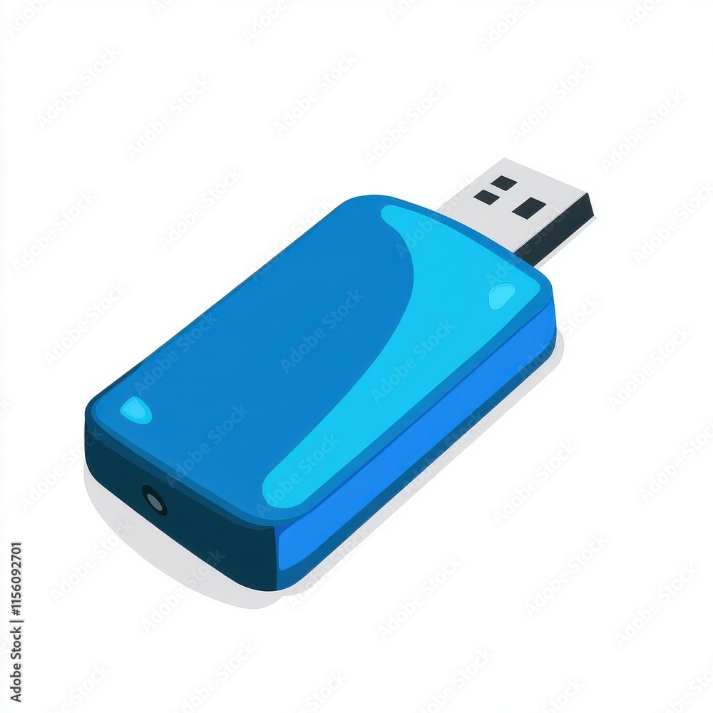 A vibrant blue USB flash drive with a sleek design, perfect for data storage and transfer. A vibrant blue USB flash drive with a sleek design, perfect for data storage and transfer.