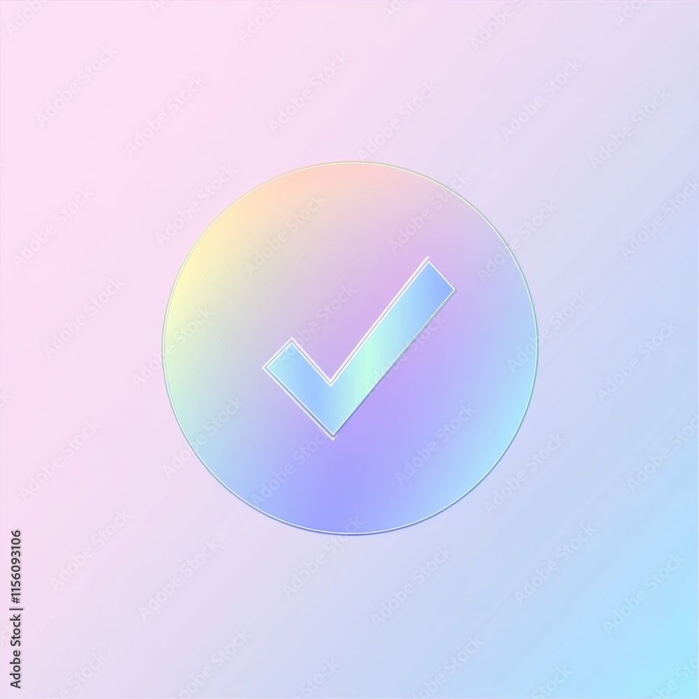 A soft pastel gradient background features a glossy checkmark icon, symbolizing approval and positivity. A soft pastel gradient background features a glossy checkmark icon, symbolizing approval and positivity.