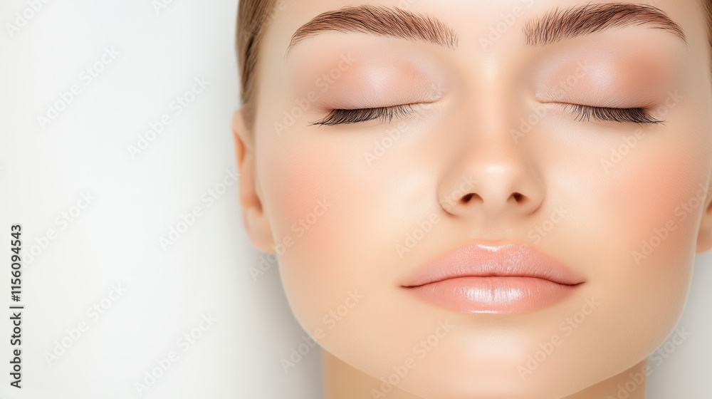 Serene beauty portrait with natural makeup on flawless skin Serene beauty portrait with natural makeup on flawless skin