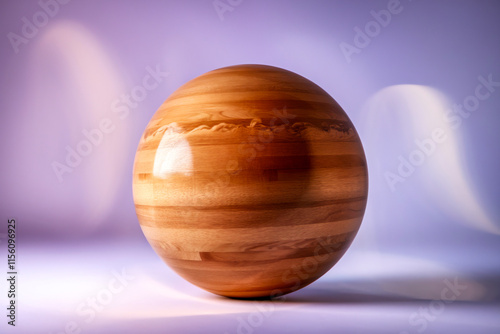 Wooden oval object with smooth finish on gradient background photo