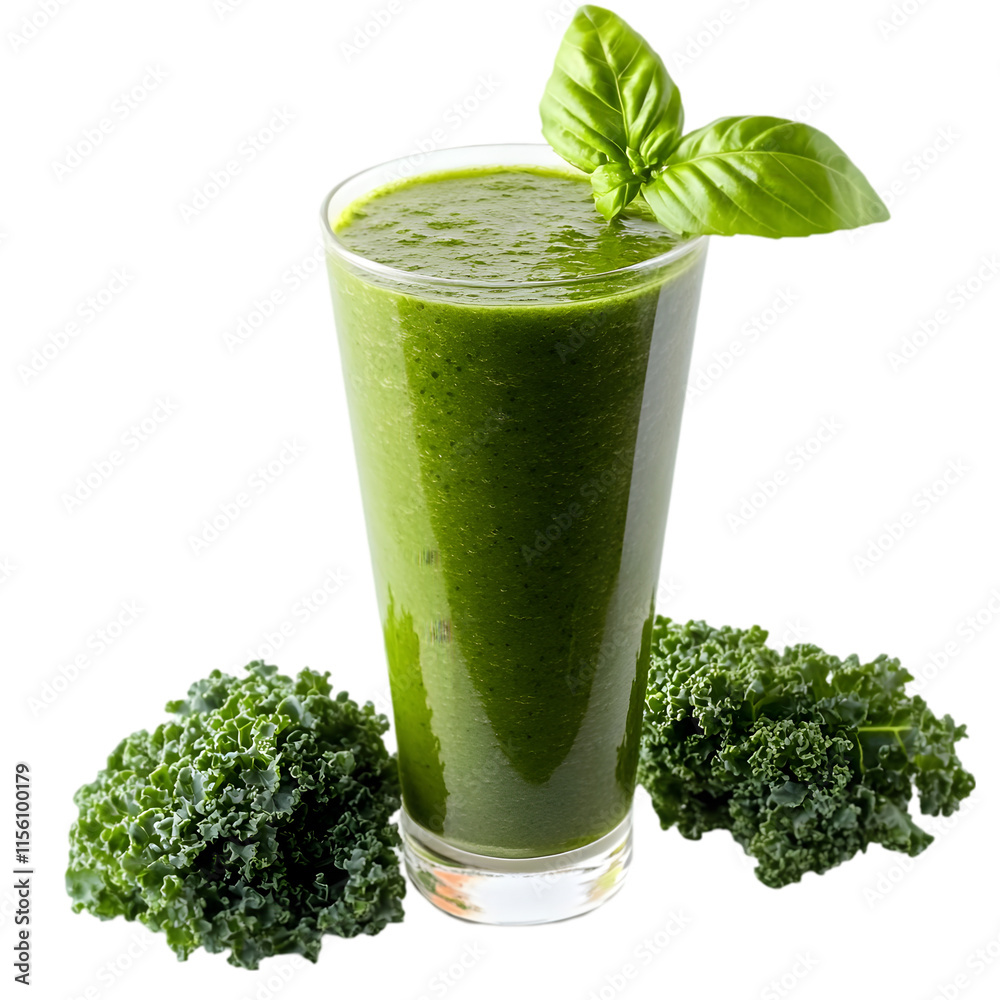 Refreshing Green Smoothie Kale Basil Healthy Drink Refreshing Green Smoothie Kale Basil Healthy Drink