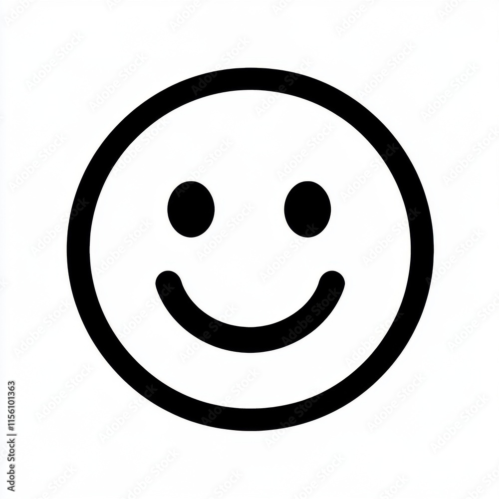 A simple black outline of a smiling face on a white background, conveying happiness and positivity. A simple black outline of a smiling face on a white background, conveying happiness and positivity.