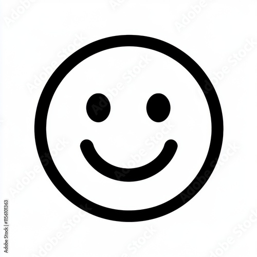 A simple black outline of a smiling face on a white background, conveying happiness and positivity.
