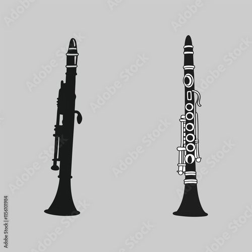 clarinet silhouette vector design art and illustration