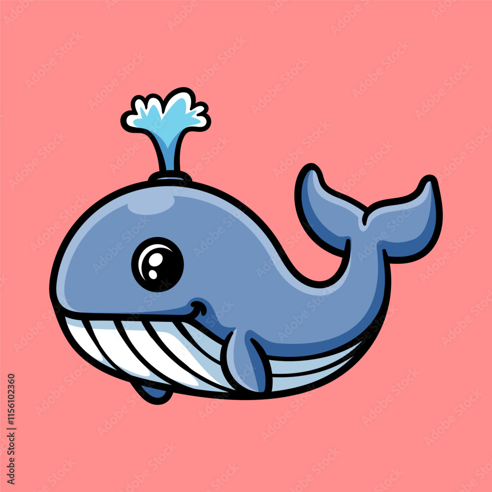 fun spouting whale cartoon character isolated colored drawing line art style sketch classic vintage design illustration fun spouting whale cartoon character isolated colored drawing line art style sketch classic vintage design illustration