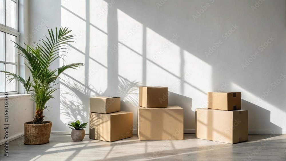 Soft natural light pours in illuminating a pristine white wall with varioussized outs each surrounded by a subtle shadow highlighting a future arrangement of minimalist shelving. Soft natural light pours in illuminating a pristine white wall with varioussized outs each surrounded by a subtle shadow highlighting a future arrangement of minimalist shelving.