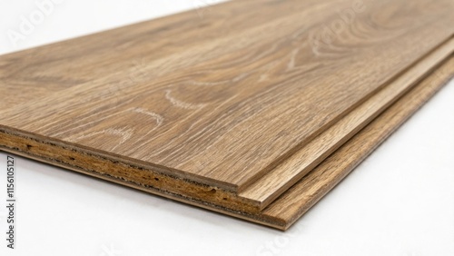 A tightly cropped image of a single laminate plank highlighting the clicklock edge and the detailed woodlike finish that gives it a realistic appearance. photo