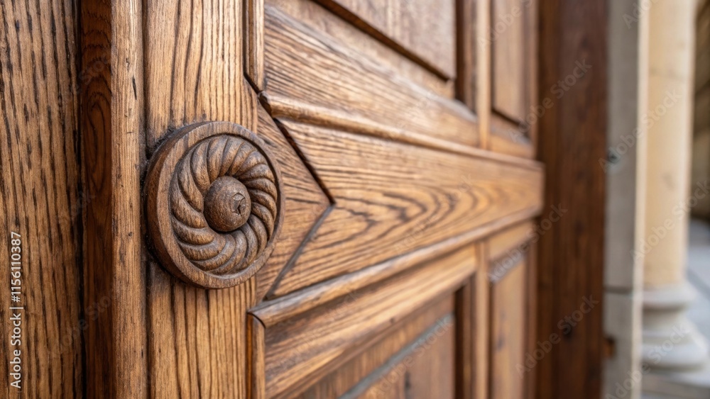 A closeup of a small section of a door featuring a knot showing the rich texture and intricate detail of the natural wood embodying the essence of the renovation theme. A closeup of a small section of a door featuring a knot showing the rich texture and intricate detail of the natural wood embodying the essence of the renovation theme.