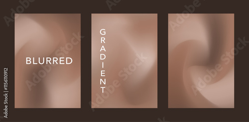 Gradient cover design set in vibrant soft brown and beige  blurry color. Vector design for social media template