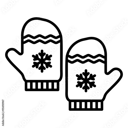 Illustration of Mitten Line Icon Design