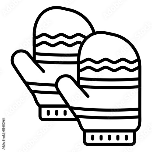 Illustration of Mitten Line Icon Design