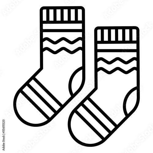 Illustration of Socks Line Icon Design