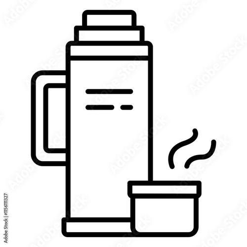 Illustration of Thermos Line Icon Design