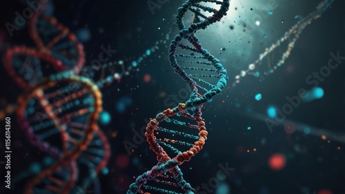 Colorful Double Helix DNA Strand Genetic Code