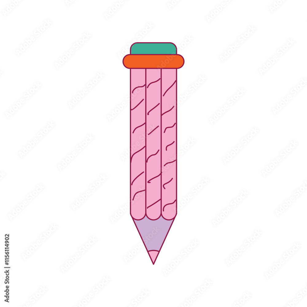 Pencil and eraser icon in flat style isolated on white background. Office symbol. stationary element design for office, school, bookstore, etc. Design element illustration school supplies and office Pencil and eraser icon in flat style isolated on white background. Office symbol. stationary element design for office, school, bookstore, etc. Design element illustration school supplies and office