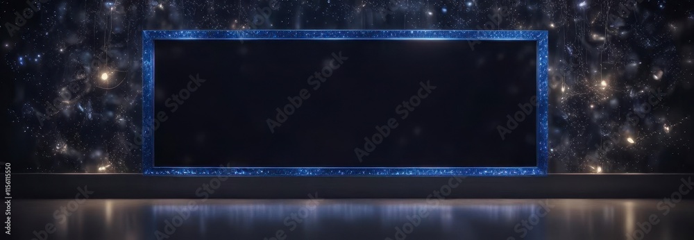 Obraz premium Glittering Dark Blue Frame with Sparkling Bokeh, sparkle, mood