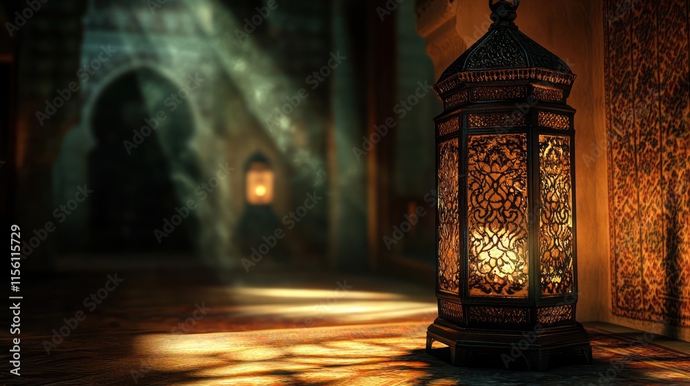 A glowing traditional lantern hanging in a cozy, dimly lit room, casting warm light on the surrounding decor, with intricate designs and soft shadows creating a peaceful, inviting atmosphere A glowing traditional lantern hanging in a cozy, dimly lit room, casting warm light on the surrounding decor, with intricate designs and soft shadows creating a peaceful, inviting atmosphere