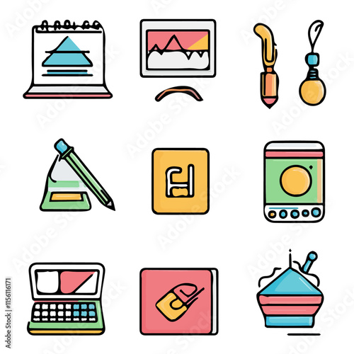 Colorful Digit Icons – Artistic and Dynamic Set of Icons for Numeric Systems, Digital Displays, and Tech Applications
