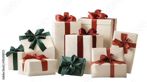 Elegant Gift Boxes Holiday Presents Wrapped Packages Festive Ribbons Christmas Gifts