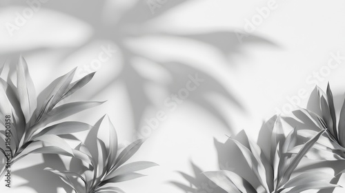 Wallpaper Mural Monochrome foliage with shadow overlay on white background. Torontodigital.ca
