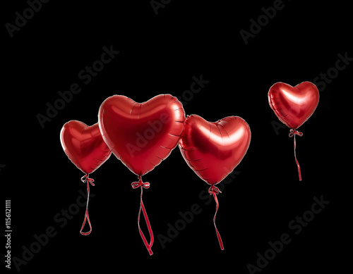 Heart Balloon. Red helium balloon. Glossy, shiny with reflection foil balloon. Red color. Good for anniversary wedding, celebration birthday. Happy St. Valentine's day. Love symbol. Party Decoration photo