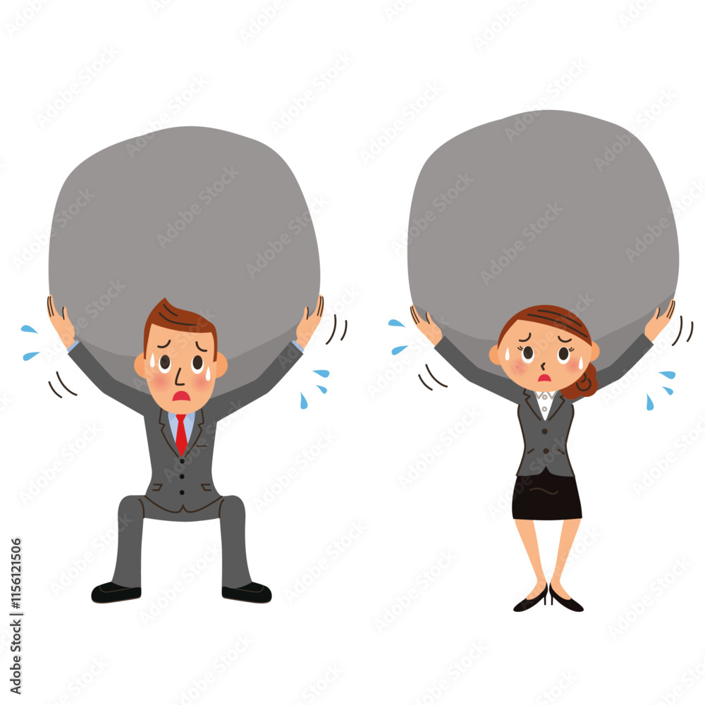 重圧を感じてプレッシャーに苦しんでいる会社員のイラスト Stock Vector | Adobe Stock