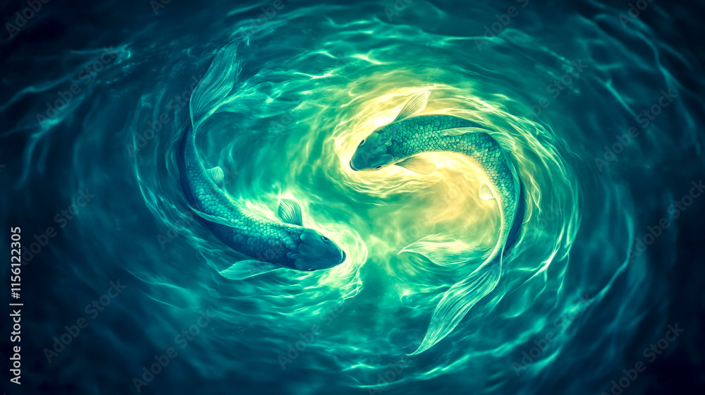 Two fish swimming in a circle creating pisces zodiac sign Two fish swimming in a circle creating pisces zodiac sign
