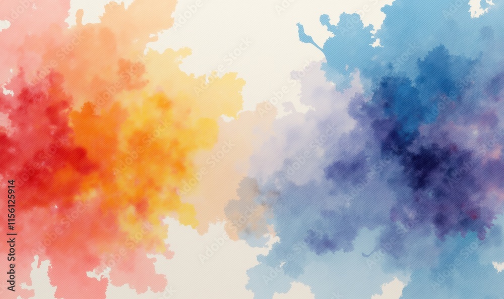 Fototapeta premium A vibrant watercolor abstract background featuring warm orange and cool blue tones, ideal for creative projects, branding, and artistic designs.