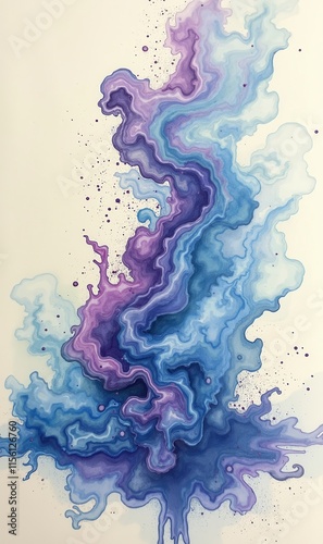 A vibrant abstract watercolor design featuring swirling shades of blue and purple, ideal for creative projects, branding, or artistic expressions.