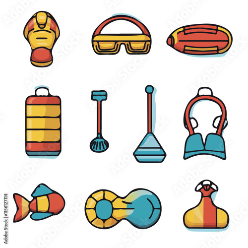 Swimming Icons with Color Set – Vibrant and Energetic Icons, Perfect for Water Sports and Aquatic Design
