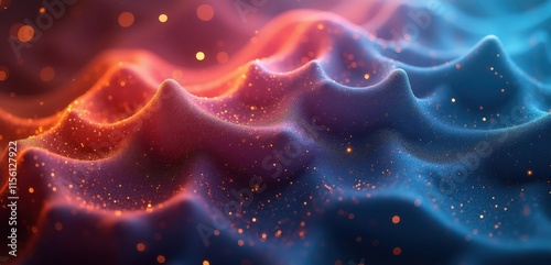 Abstract wave patterns in vibrant colors create a captivating visual, perfect for backgrounds, tech designs, or digital art projects.