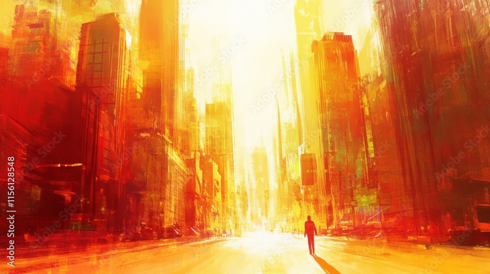 Fototapeta premium Urban Challenges Illuminated by Vibrant Light