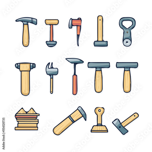 Woodwork Icons with Color Set – Stylish and Detailed Woodworking Icons, Perfect for Digital and Graphic Design
